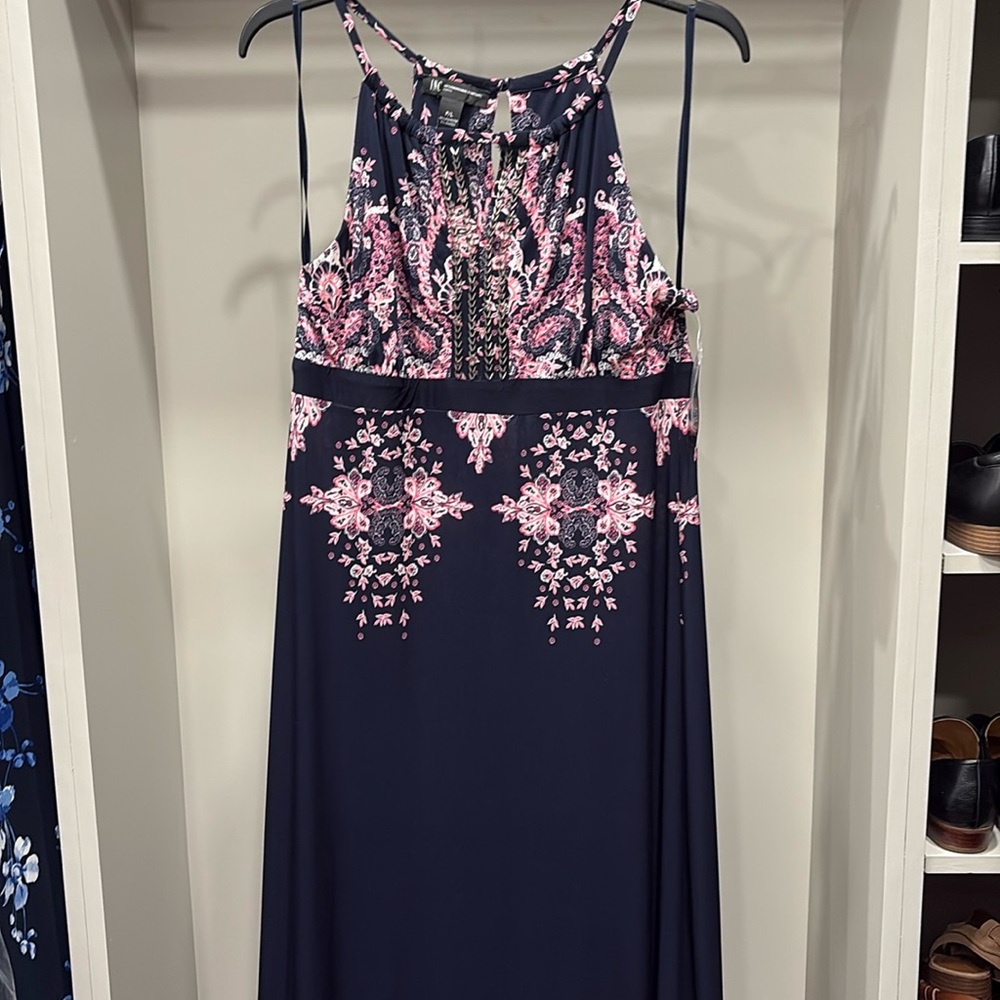 INC International Concepts Navy Floral Top